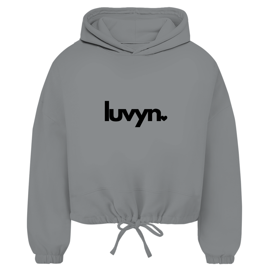 Damen Premium Cropped Oversize Hoodie LUVYN BLACK