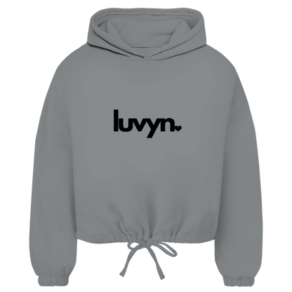 Damen Premium Cropped Oversize Hoodie LUVYN BLACK