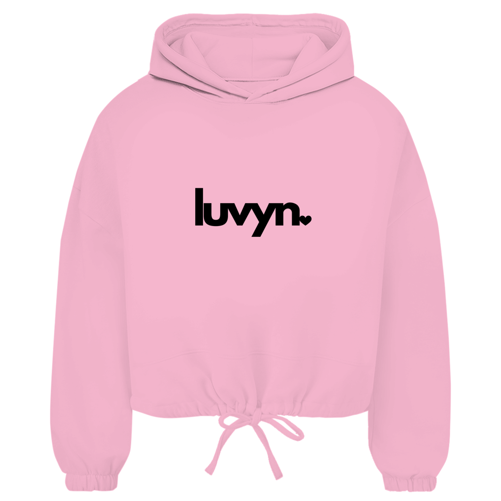 Damen Premium Cropped Oversize Hoodie LUVYN BLACK
