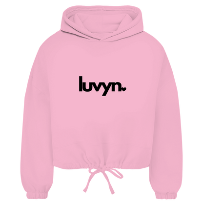 Damen Premium Cropped Oversize Hoodie LUVYN BLACK