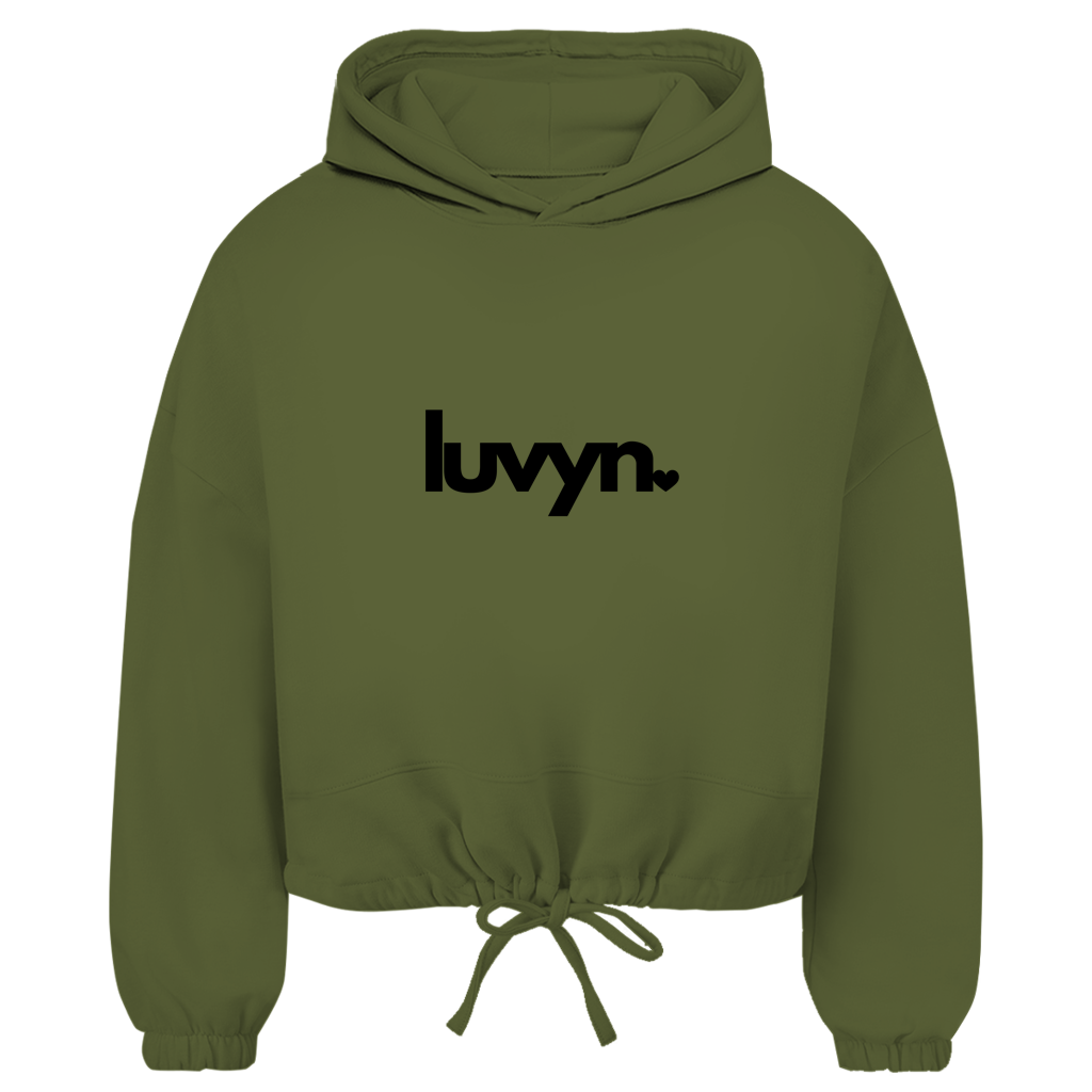 Damen Premium Cropped Oversize Hoodie LUVYN BLACK