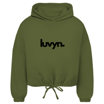 Damen Premium Cropped Oversize Hoodie LUVYN BLACK