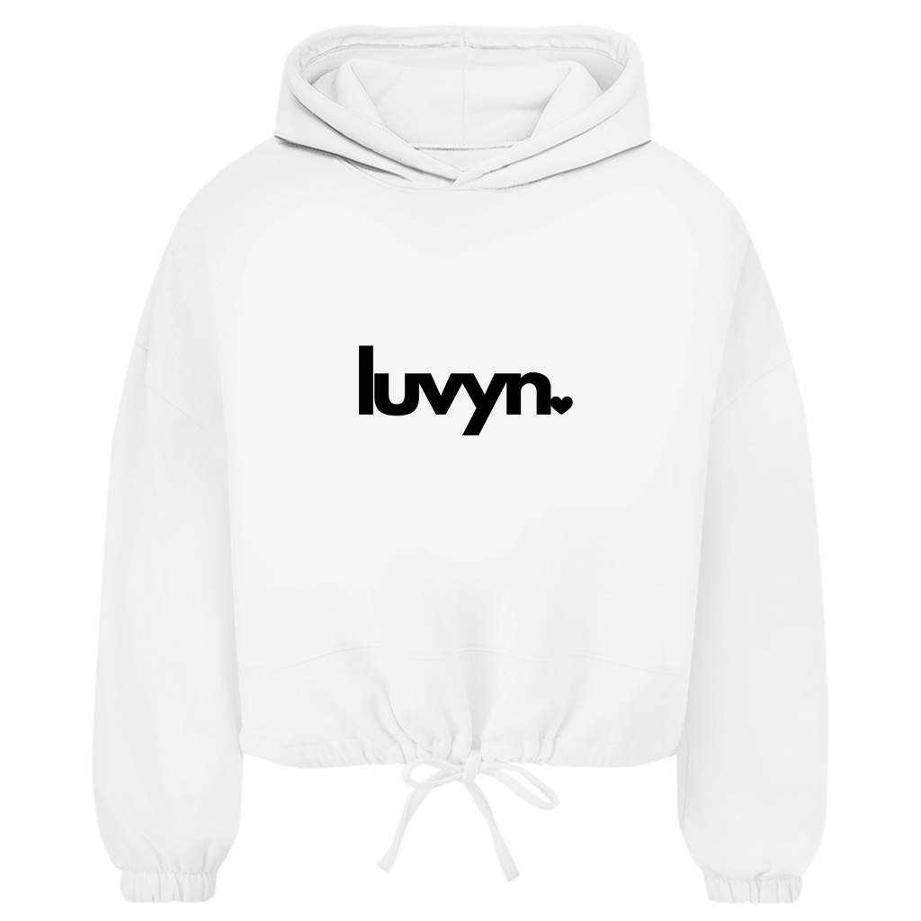 Damen Premium Cropped Oversize Hoodie LUVYN BLACK