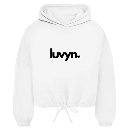Damen Premium Cropped Oversize Hoodie LUVYN BLACK
