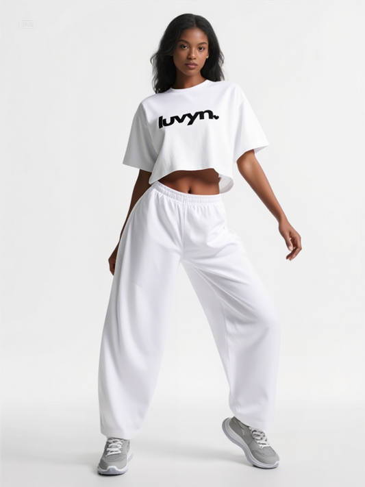 Damen Oversize Crop Top LUVYN BLACK