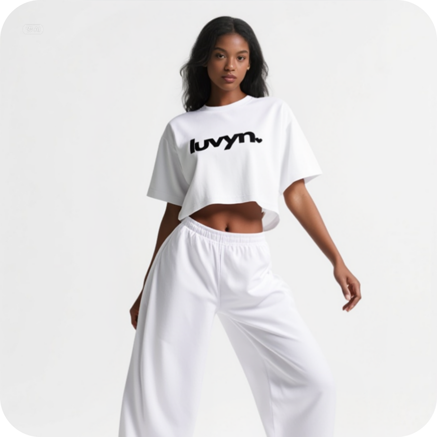Damen Short Oversize Crop Top LUVYN BLACK