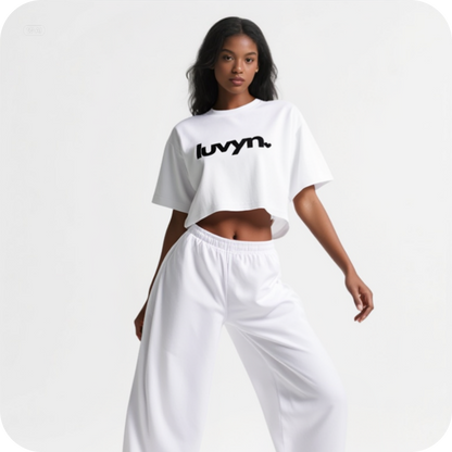 Damen Short Oversize Crop Top LUVYN BLACK