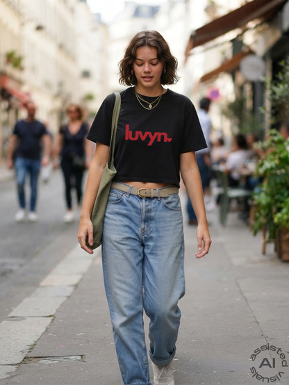 Damen Short Oversize Crop Top LUVYN RED