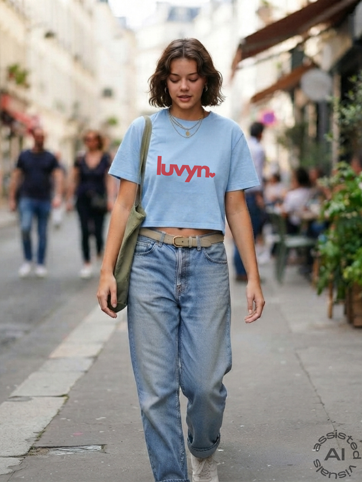 Damen Short Oversize Crop Top LUVYN RED