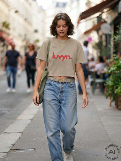 Damen Short Oversize Crop Top LUVYN RED