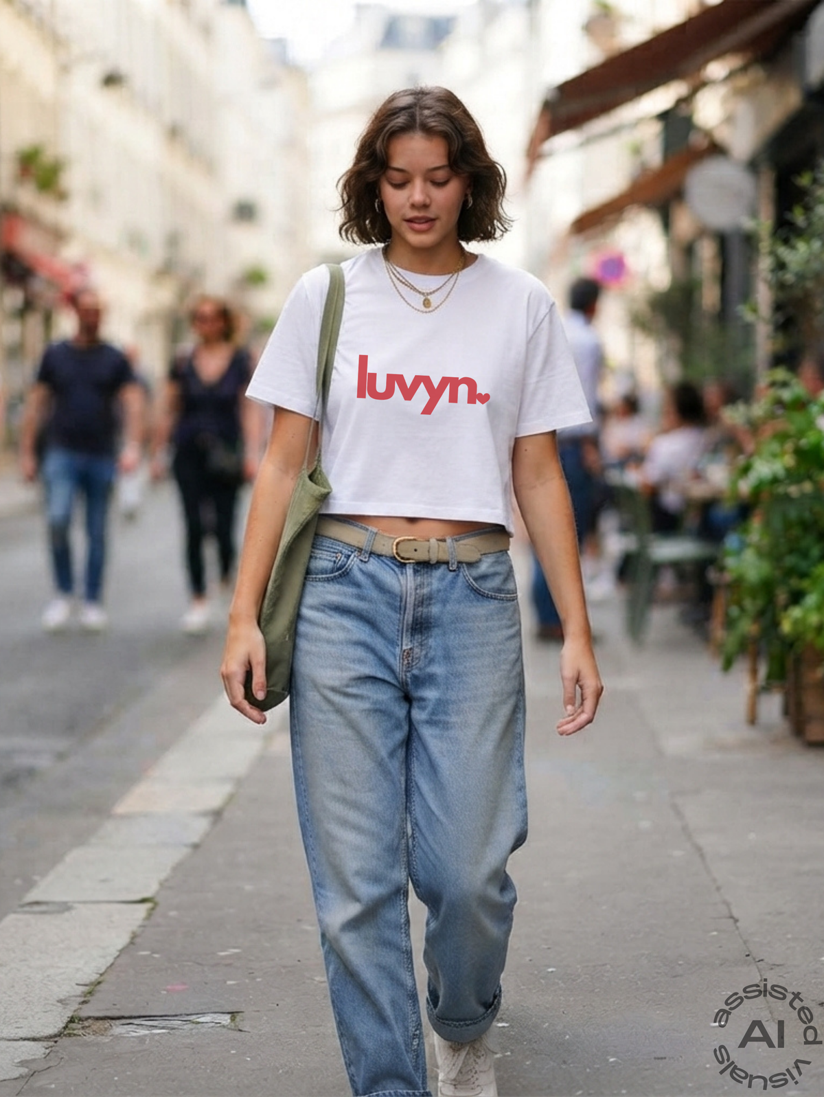 Damen Short Oversize Crop Top LUVYN RED