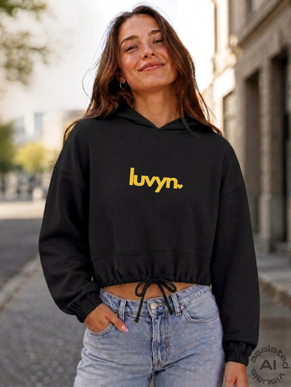 Damen Premium Cropped Oversize Hoodie LUVYN DAISY