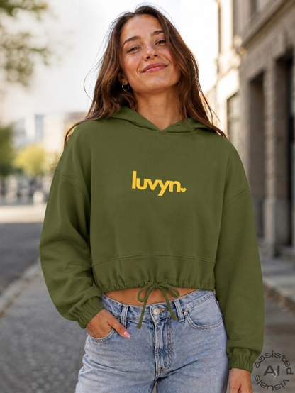 Damen Premium Cropped Oversize Hoodie LUVYN DAISY