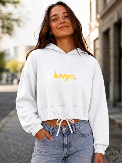 Damen Premium Cropped Oversize Hoodie LUVYN DAISY