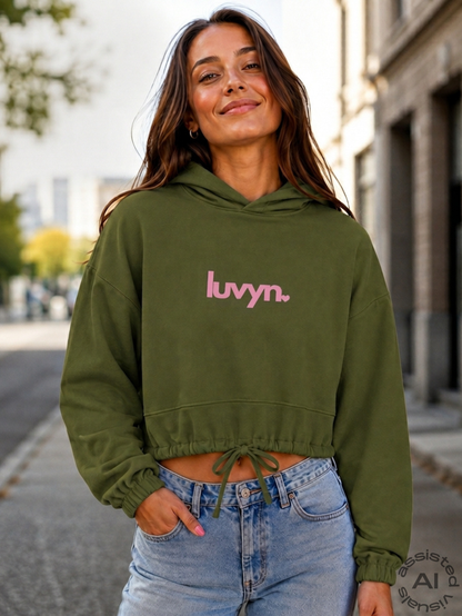 Damen Premium Cropped Oversize Hoodie LUVYN PINK